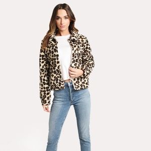 Leopard Sherpa Teddy Bear Cropped Jacket